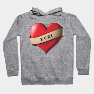 Zuri - Lovely Red Heart With a Ribbon Hoodie